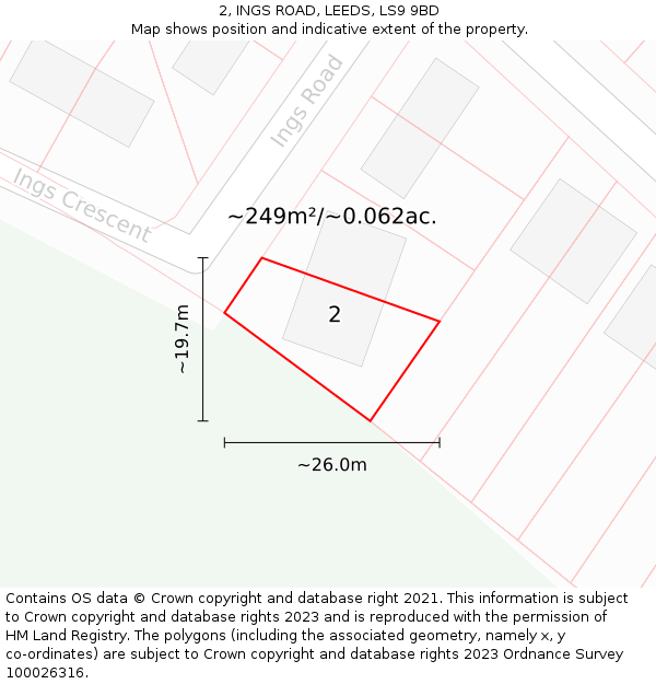 2, INGS ROAD, LEEDS, LS9 9BD: Plot and title map