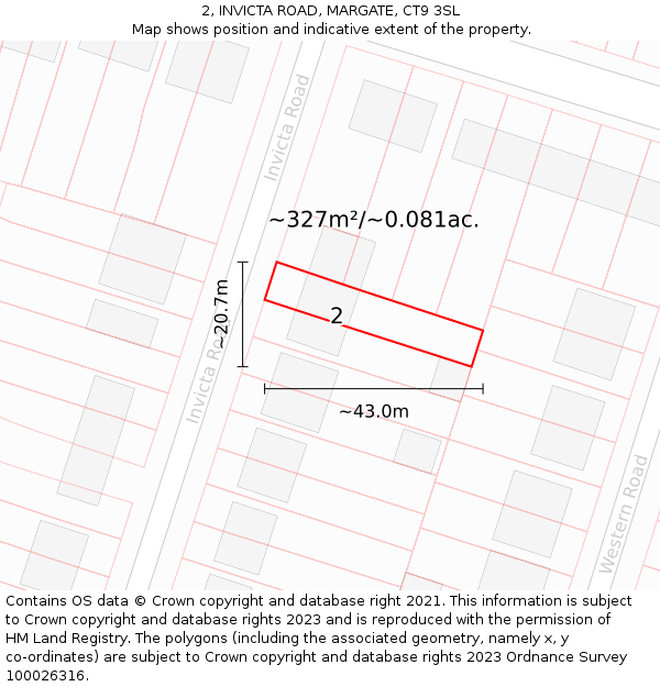 2, INVICTA ROAD, MARGATE, CT9 3SL: Plot and title map