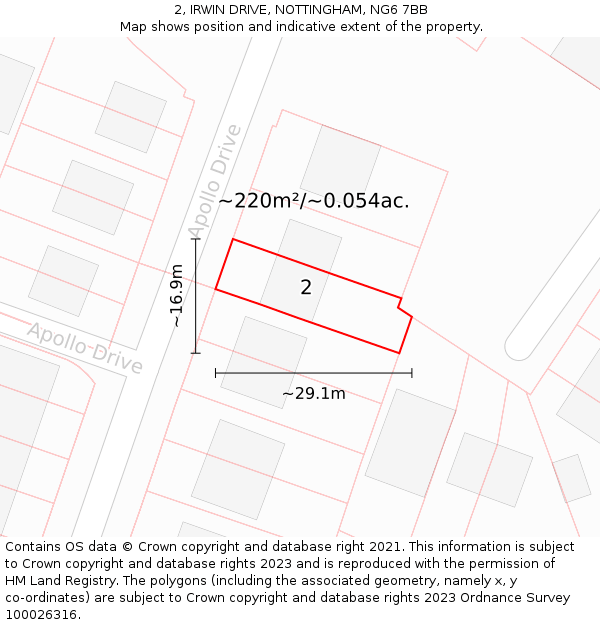 2, IRWIN DRIVE, NOTTINGHAM, NG6 7BB: Plot and title map