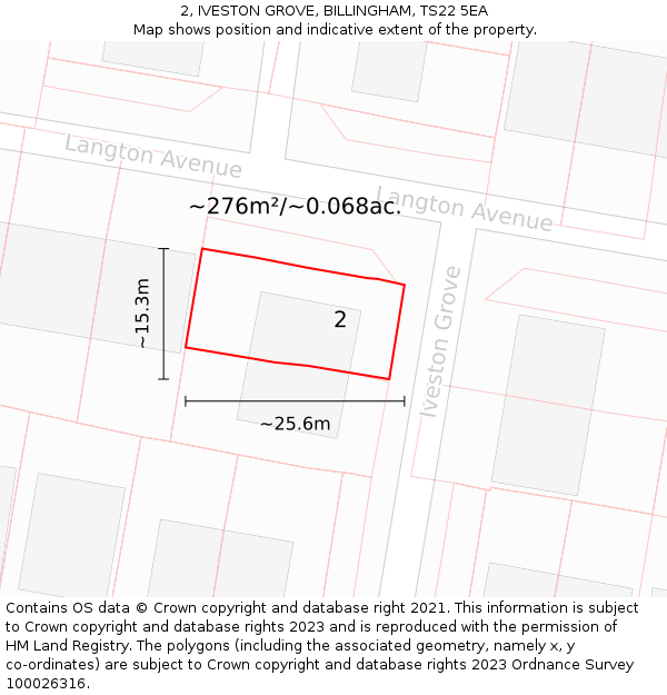 2, IVESTON GROVE, BILLINGHAM, TS22 5EA: Plot and title map