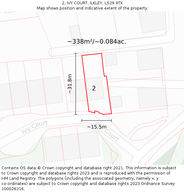 2, IVY COURT, ILKLEY, LS29 9TX: Plot and title map
