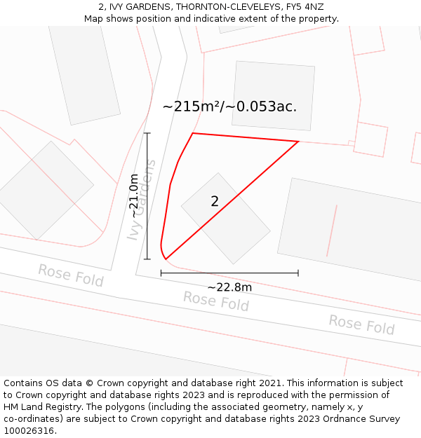 2, IVY GARDENS, THORNTON-CLEVELEYS, FY5 4NZ: Plot and title map