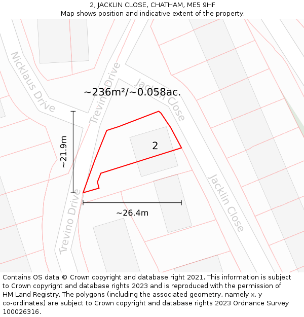 2, JACKLIN CLOSE, CHATHAM, ME5 9HF: Plot and title map