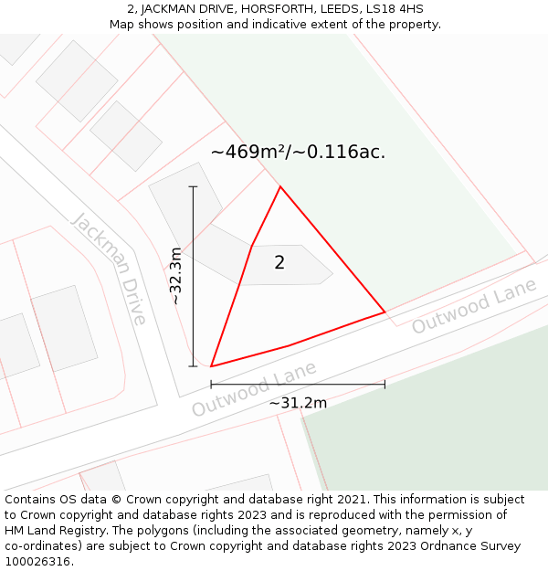 2, JACKMAN DRIVE, HORSFORTH, LEEDS, LS18 4HS: Plot and title map
