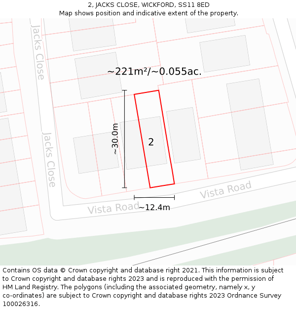 2, JACKS CLOSE, WICKFORD, SS11 8ED: Plot and title map