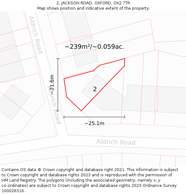 2, JACKSON ROAD, OXFORD, OX2 7TR: Plot and title map