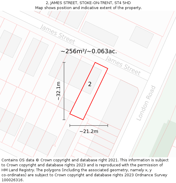 2, JAMES STREET, STOKE-ON-TRENT, ST4 5HD: Plot and title map