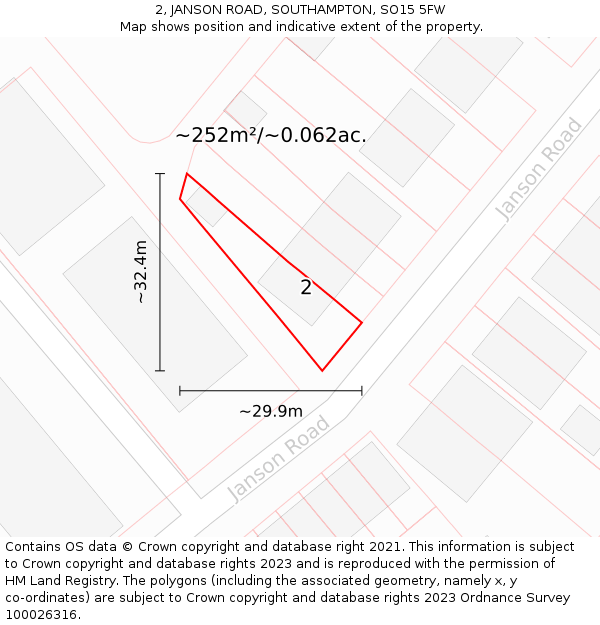 2, JANSON ROAD, SOUTHAMPTON, SO15 5FW: Plot and title map