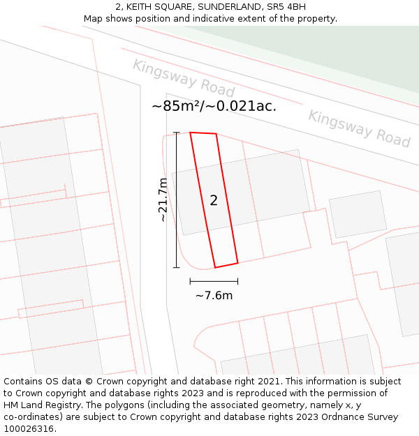 2, KEITH SQUARE, SUNDERLAND, SR5 4BH: Plot and title map