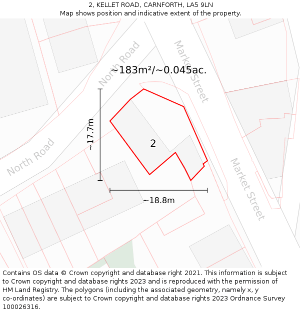 2, KELLET ROAD, CARNFORTH, LA5 9LN: Plot and title map