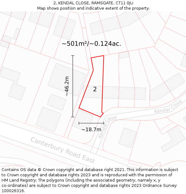2, KENDAL CLOSE, RAMSGATE, CT11 0JU: Plot and title map