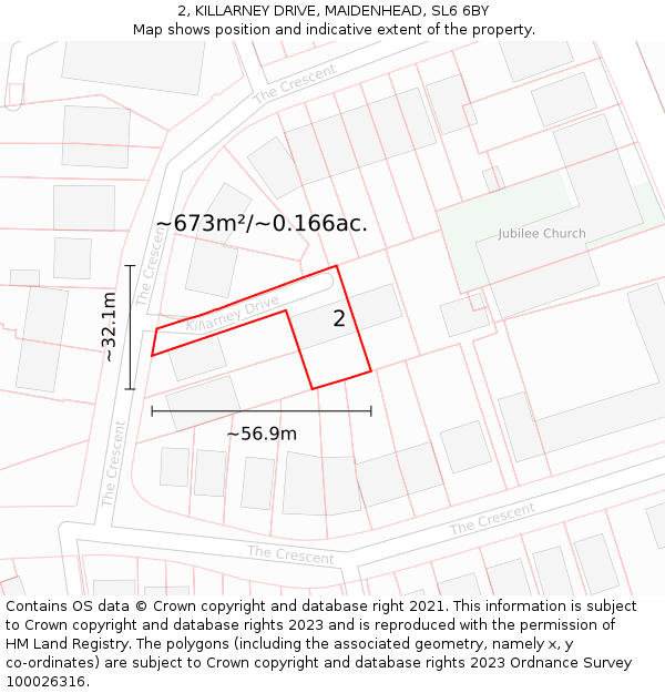 2, KILLARNEY DRIVE, MAIDENHEAD, SL6 6BY: Plot and title map