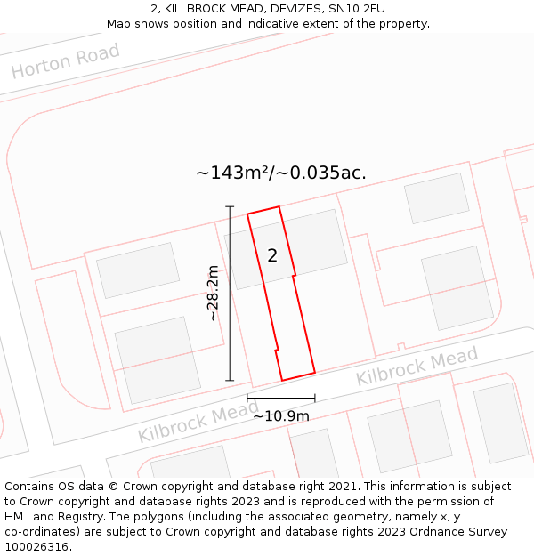 2, KILLBROCK MEAD, DEVIZES, SN10 2FU: Plot and title map
