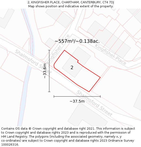 2, KINGFISHER PLACE, CHARTHAM, CANTERBURY, CT4 7DJ: Plot and title map