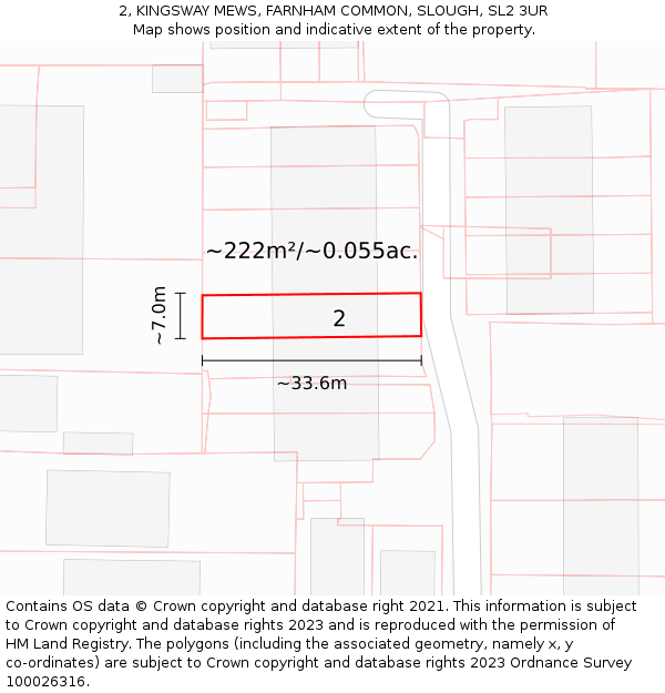 2, KINGSWAY MEWS, FARNHAM COMMON, SLOUGH, SL2 3UR: Plot and title map