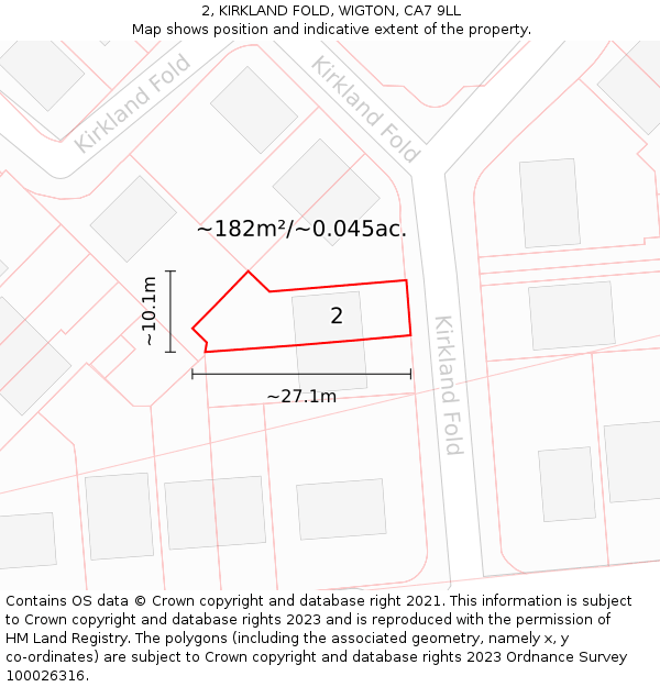 2, KIRKLAND FOLD, WIGTON, CA7 9LL: Plot and title map
