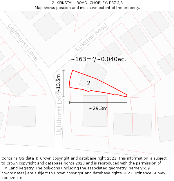 2, KIRKSTALL ROAD, CHORLEY, PR7 3JR: Plot and title map