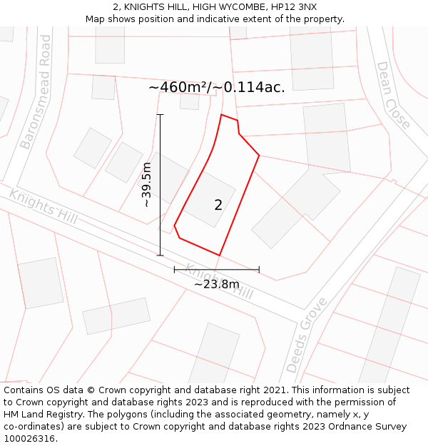 2, KNIGHTS HILL, HIGH WYCOMBE, HP12 3NX: Plot and title map
