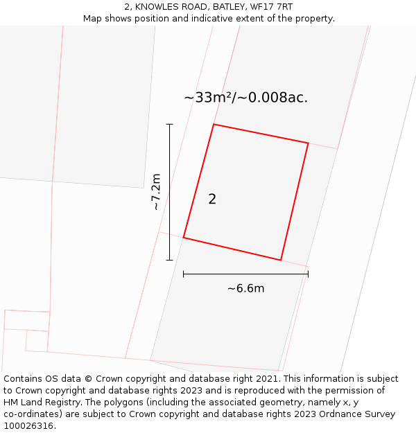 2, KNOWLES ROAD, BATLEY, WF17 7RT: Plot and title map