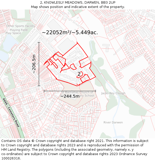 2, KNOWLESLY MEADOWS, DARWEN, BB3 2UP: Plot and title map