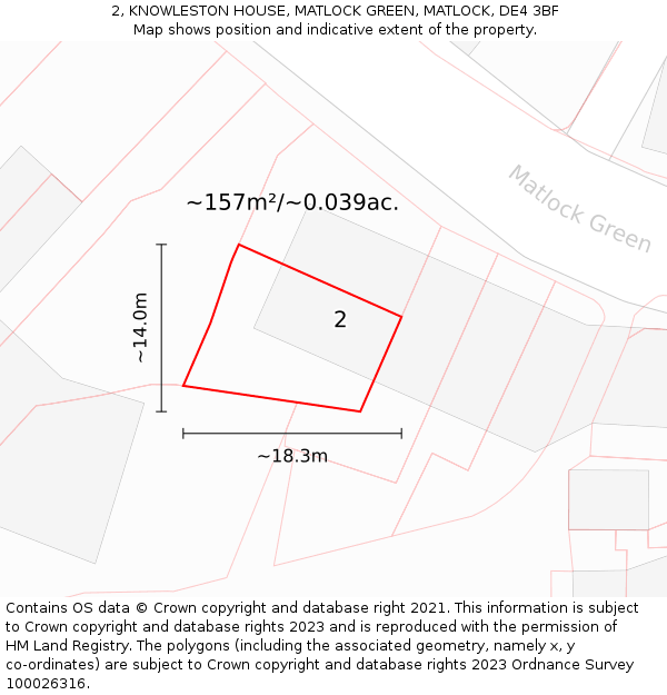 2, KNOWLESTON HOUSE, MATLOCK GREEN, MATLOCK, DE4 3BF: Plot and title map