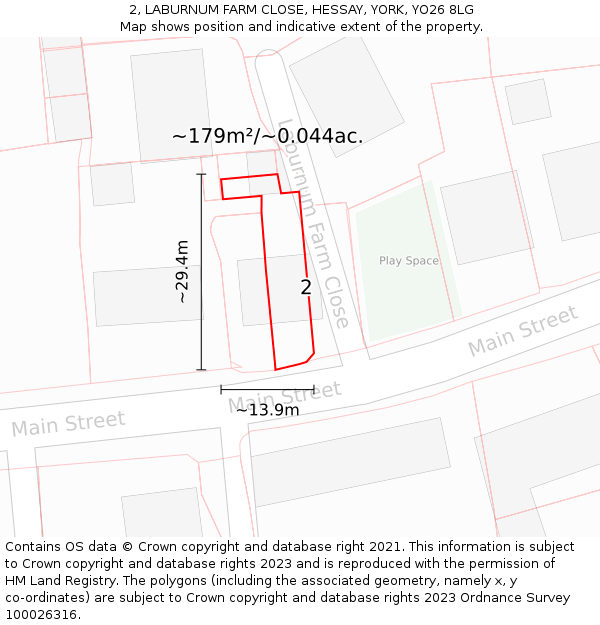 2, LABURNUM FARM CLOSE, HESSAY, YORK, YO26 8LG: Plot and title map