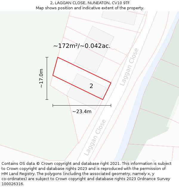 2, LAGGAN CLOSE, NUNEATON, CV10 9TF: Plot and title map