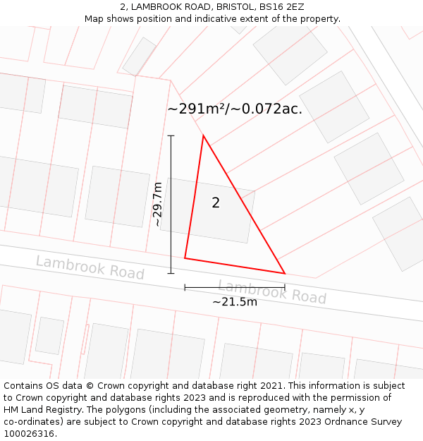 2, LAMBROOK ROAD, BRISTOL, BS16 2EZ: Plot and title map