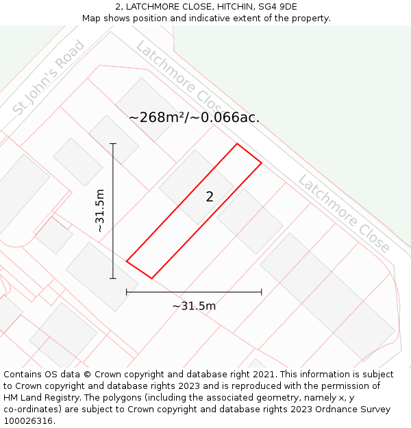 2, LATCHMORE CLOSE, HITCHIN, SG4 9DE: Plot and title map