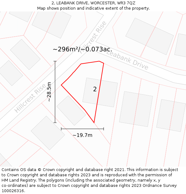 2, LEABANK DRIVE, WORCESTER, WR3 7QZ: Plot and title map