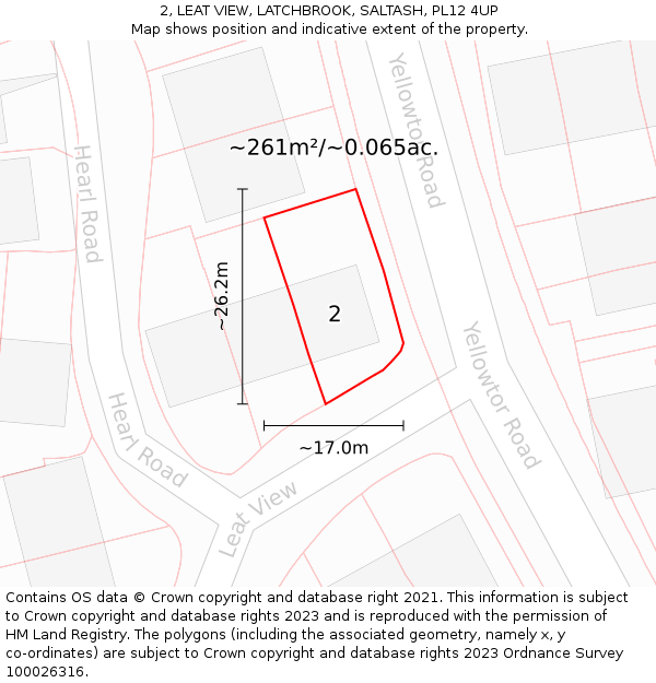 2, LEAT VIEW, LATCHBROOK, SALTASH, PL12 4UP: Plot and title map