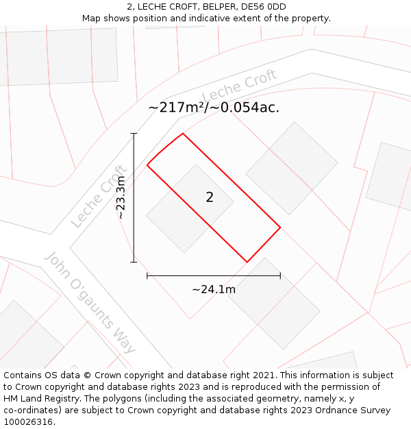 2, LECHE CROFT, BELPER, DE56 0DD: Plot and title map