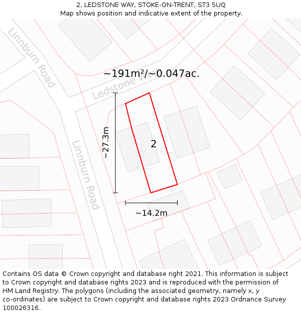 2, LEDSTONE WAY, STOKE-ON-TRENT, ST3 5UQ: Plot and title map