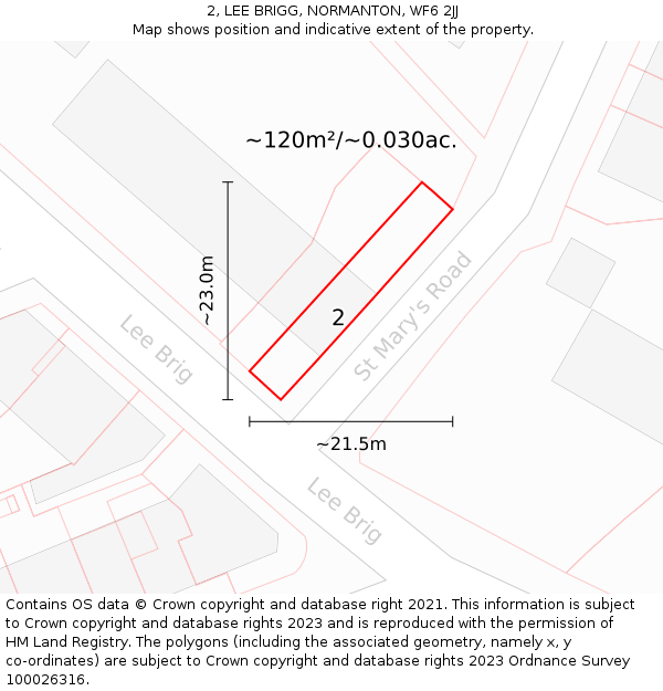 2, LEE BRIGG, NORMANTON, WF6 2JJ: Plot and title map