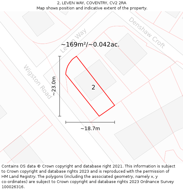 2, LEVEN WAY, COVENTRY, CV2 2RA: Plot and title map