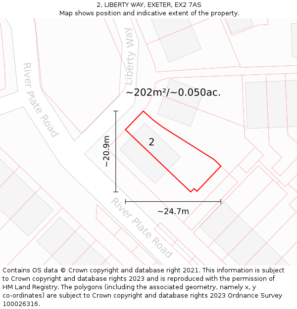 2, LIBERTY WAY, EXETER, EX2 7AS: Plot and title map