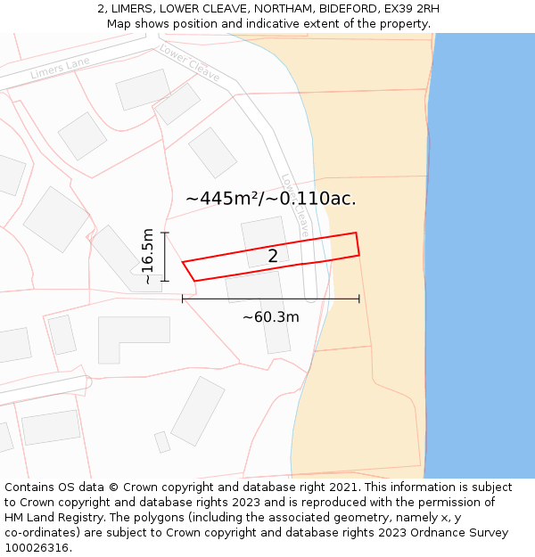 2, LIMERS, LOWER CLEAVE, NORTHAM, BIDEFORD, EX39 2RH: Plot and title map