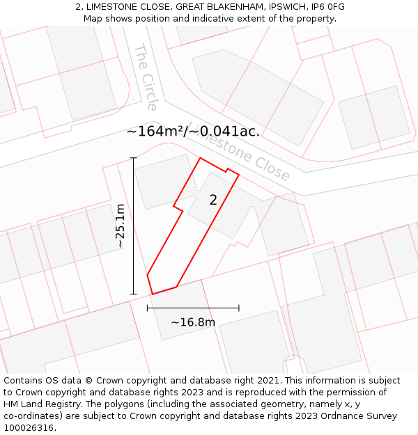 2, LIMESTONE CLOSE, GREAT BLAKENHAM, IPSWICH, IP6 0FG: Plot and title map