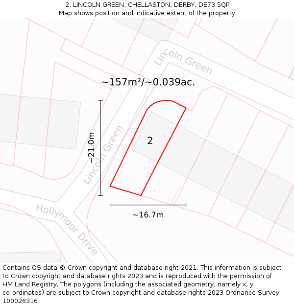 2, LINCOLN GREEN, CHELLASTON, DERBY, DE73 5QP: Plot and title map