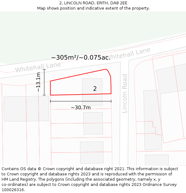 2, LINCOLN ROAD, ERITH, DA8 2EE: Plot and title map