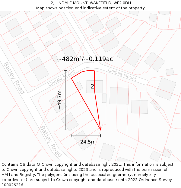 2, LINDALE MOUNT, WAKEFIELD, WF2 0BH: Plot and title map