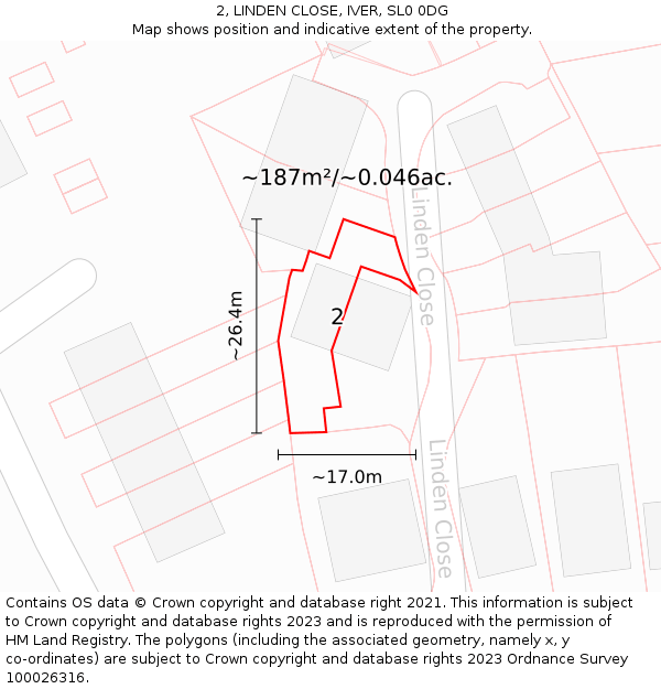 2, LINDEN CLOSE, IVER, SL0 0DG: Plot and title map