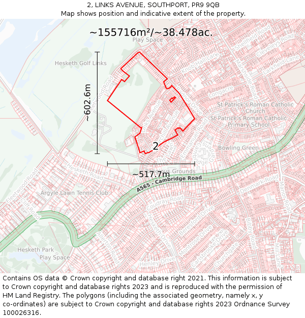 2, LINKS AVENUE, SOUTHPORT, PR9 9QB: Plot and title map
