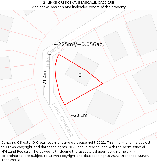 2, LINKS CRESCENT, SEASCALE, CA20 1RB: Plot and title map
