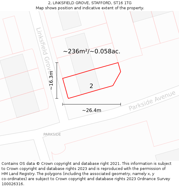 2, LINKSFIELD GROVE, STAFFORD, ST16 1TG: Plot and title map