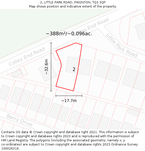 2, LITTLE PARK ROAD, PAIGNTON, TQ3 3QP: Plot and title map