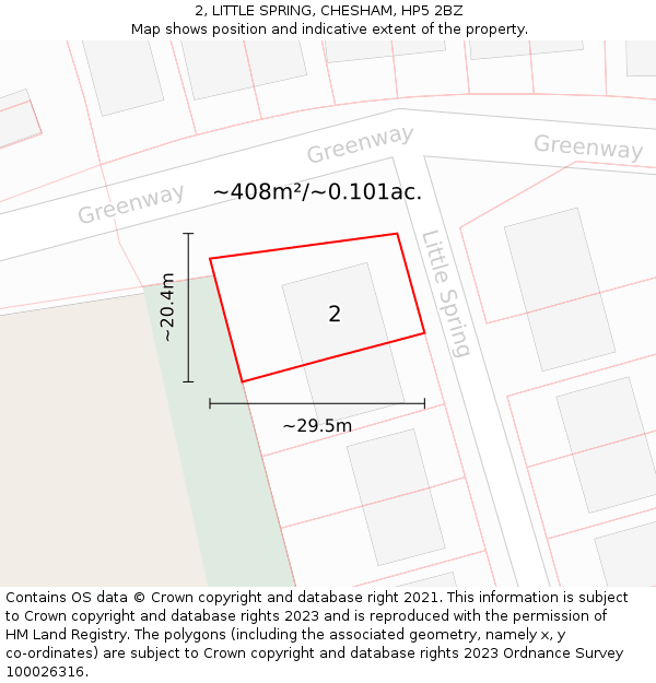 2, LITTLE SPRING, CHESHAM, HP5 2BZ: Plot and title map