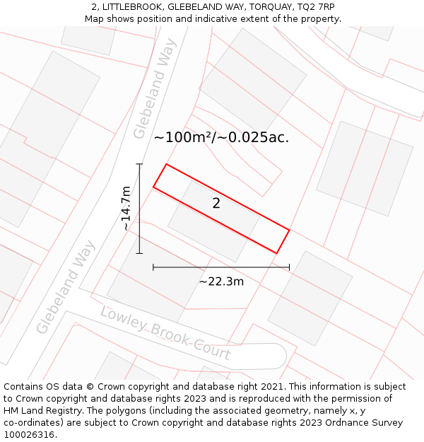 2, LITTLEBROOK, GLEBELAND WAY, TORQUAY, TQ2 7RP: Plot and title map
