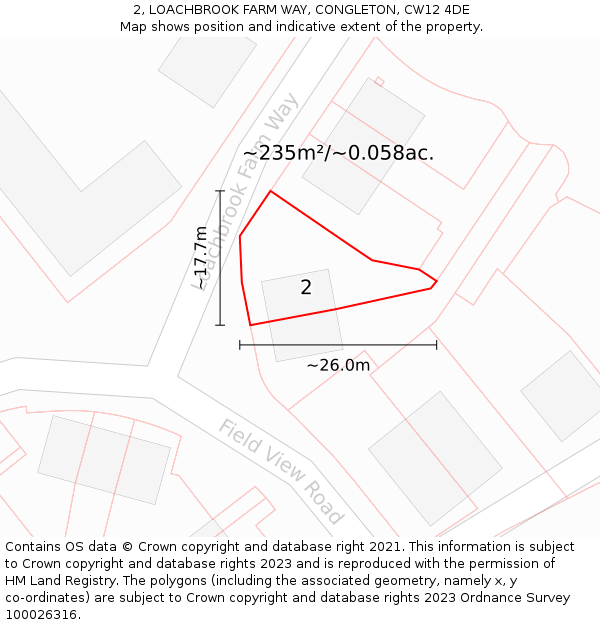 2, LOACHBROOK FARM WAY, CONGLETON, CW12 4DE: Plot and title map