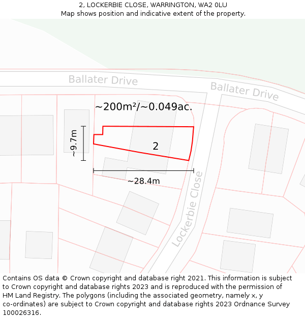 2, LOCKERBIE CLOSE, WARRINGTON, WA2 0LU: Plot and title map